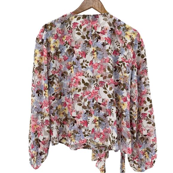 Lane Bryant Floral Semi Sheer Pastel Garden Spring Wrap Floral Blouse Wrap 18 - Picture 7 of 11